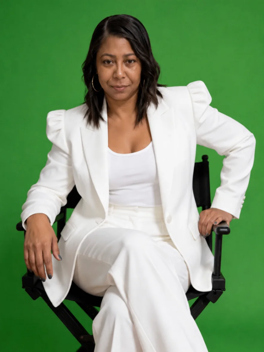 Dedra Dickens, founder of First Class Consulting LLC, seated in a white suit